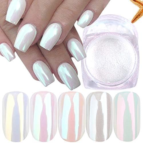 7 Colors Pearl Chrome Nail Powder,Aurora Mermaid Iridescent Powder Set, Metallic Mirror Effect Glitters Pigment for Gel Polish Nail Art Decorations-Velvo Beauty