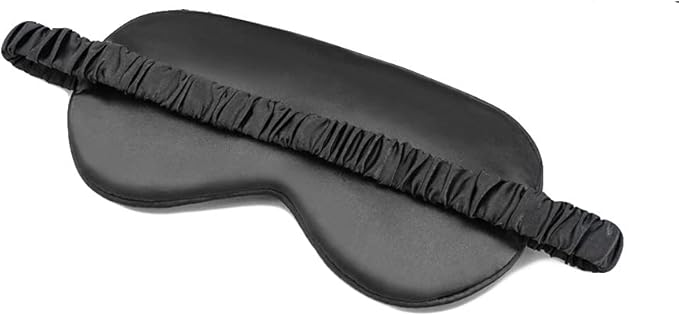 100% Natural Mulberry Soft Silk Sleep Mask, Light Blocking Eye Masks For Sleep, Night Blindfold Eye Mask Cover For Men And Women, Sleeping Night Mask For Travel (Black)-Velvo Beauty