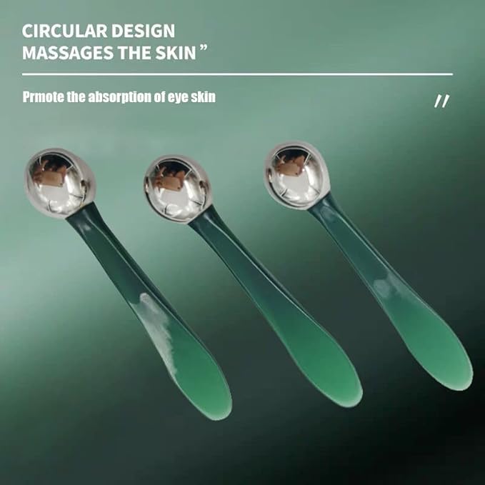 2 in 1 Roller Eyes Cream Applicator Wand and T-Shape Massager Tool for Facial Massage, Reduce Puffiness (Green-1)-Velvo Beauty