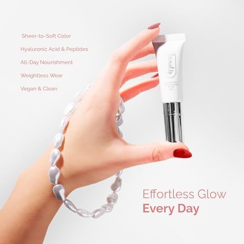 Tinted Lip Balm Elixir for OIder Women, Hydrating Vegan Lip Care with Sheer Color & Moisturizing Glow – Non-Sticky Nourishing, Lip Plumping Treatment for Soft, Smooth Lips (Strawberry 10ml)-Velvo Beauty