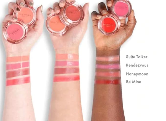 Wander Beauty Double Date Lip & Cheek - Honeymoon/Swipe - 4-in-1 Cream Blush & Lip Tint - Blush, Lip Moisturizer, Lip Balm, & Eye Gloss - Multitasking Eye, Cheek, & Lip Makeup With Green Tea - 0.07 oz-Velvo Beauty