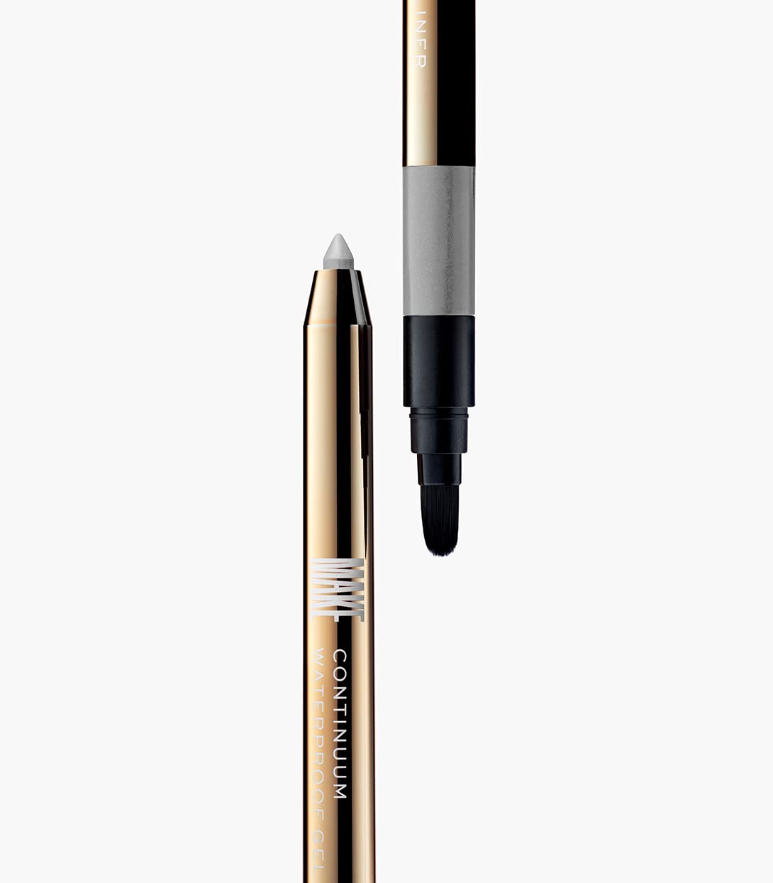 MAKE Beauty Continuum Waterproof Gel Eyeliner Pencil. Creamy, Pigmented Multi-Use, including Waterline with Built-in Sharpener and Blending Brush. Smudge-Proof Makeup. Shade - Interstellar, Silver-Velvo Beauty
