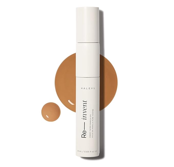 HALEYS Re-invent Sheer Tinted Marula Oil (Dark Neutral), Skin Tint, Tinted BB Moisturizer, Tinted Foundation, Face Oil, Hydrate Skin, Flexible Shades, Low to Med Coverage, For All Skin Types-Velvo Beauty