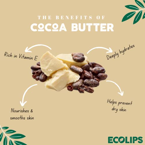 Vegan Lip Balm Sweet Mint by Eco Lips flavor 3 Pack Natural Bee Free with Candelilla Wax, Organic Cocoa Butter, & Coconut Oil Lip Care. 100% Plastic-Free Plant Pod Packaging - Made in USA-Velvo Beauty