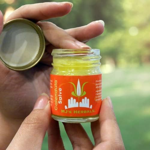 MJ's Herbals Calendula Salve - Skin Soothing Balm, Eczema Cream, Diaper Rash, Scars, Bug Bites, Made w/Calendula Blossoms & Propolis Beeswax (1 oz)-Velvo Beauty