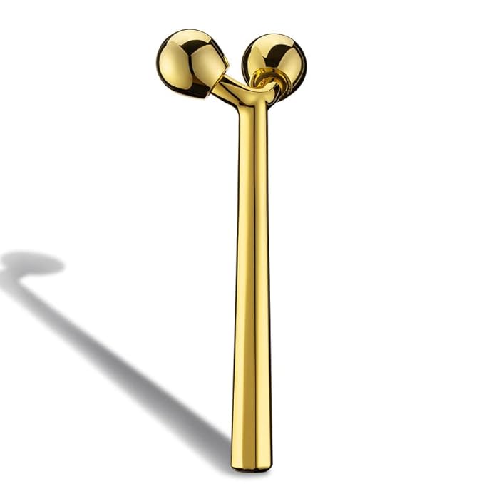 Tekson Facial Roller Massager, 3D Metal face Massage Tool for Eye Reduce Puffiness, Face Lift, Anti-Aging, Skin Tightening (Gold）-Velvo Beauty