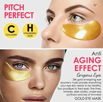 Golden 24K Radiant Under Eye Gel Mask (30 Pairs) Rejuvenating, Hydrating, Moisturizing Therapy for Under Eye Wrinkles, Dark Circles, Puffy Eyes, Refreshing, Revitalizing, Travel-Velvo Beauty