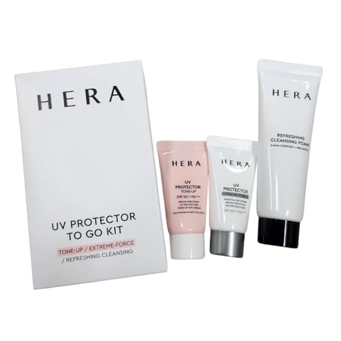 Hera Korea Skin Care Refreshing Cleansing Foam UV Protector Cream Travel Kit Mini Set of 3-Velvo Beauty