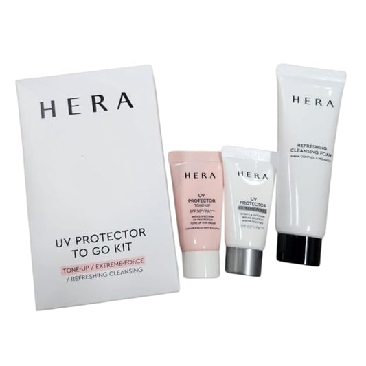Hera Korea Skin Care Refreshing Cleansing Foam UV Protector Cream Travel Kit Mini Set of 3-Velvo Beauty