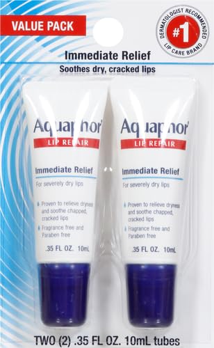 Aquaphor Lip Repair Tubes, Lip Ointment for Chapped Lips, Moisturizing Lip Balm, Two 0.35 ounce tubes-Velvo Beauty