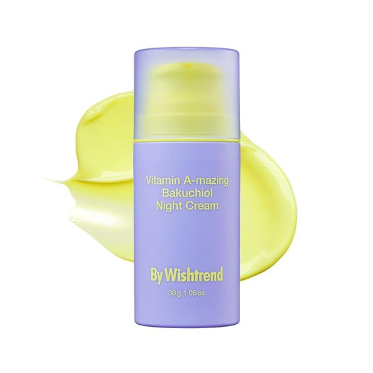 BY WISHTREND Vitamin A-mazing Bakuchiol Night Cream | Retinal, Peptide, Collagen, Ceramide NP, Centella Asiatica, moistfully plump overnight skincare (1.05 Ounce (Pack of 1))-Velvo Beauty