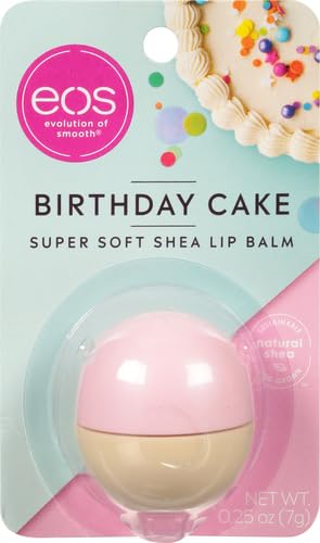 eos Natural Shea Lip Balm- Birthday Cake, All-Day Moisture Lip Care Products, 0.25 oz-Velvo Beauty