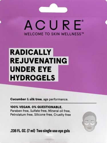 Acure Radically Rejuvenating Under Eye Hydrogel Mask, Provides Anti-Aging Support, & Silk Tree, Purple, Cucumber, 0.236 Fl Oz (Pack of 1)-Velvo Beauty