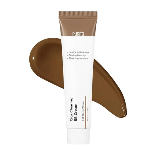 PURITO Cica Clearing BB Cream #31 Deep Warm 1 fl.oz / 30ml, Vegan bb cream, foundation, cruelty free-Velvo Beauty