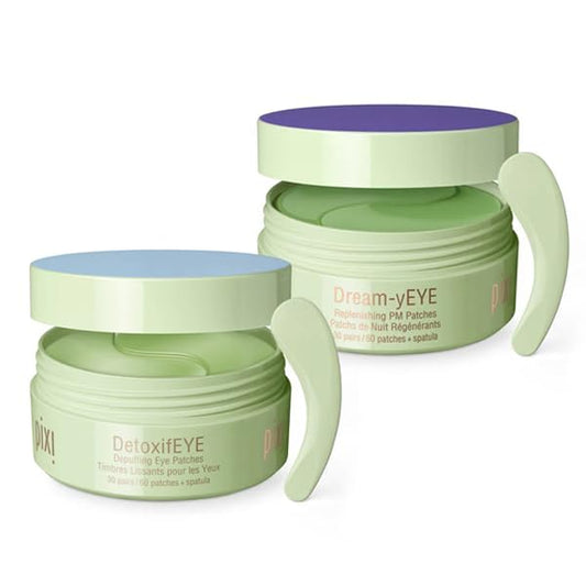 Pixi Day & Night Eye Patch Duo |Depuffing Hydrogel Under-Eye Patches for Day and Calming Hydrogel Under Eye Patches for Night | For Puffy Eyes and Dark Circles | 2 Boxes, 60 pairs, 120 Patches-Velvo Beauty