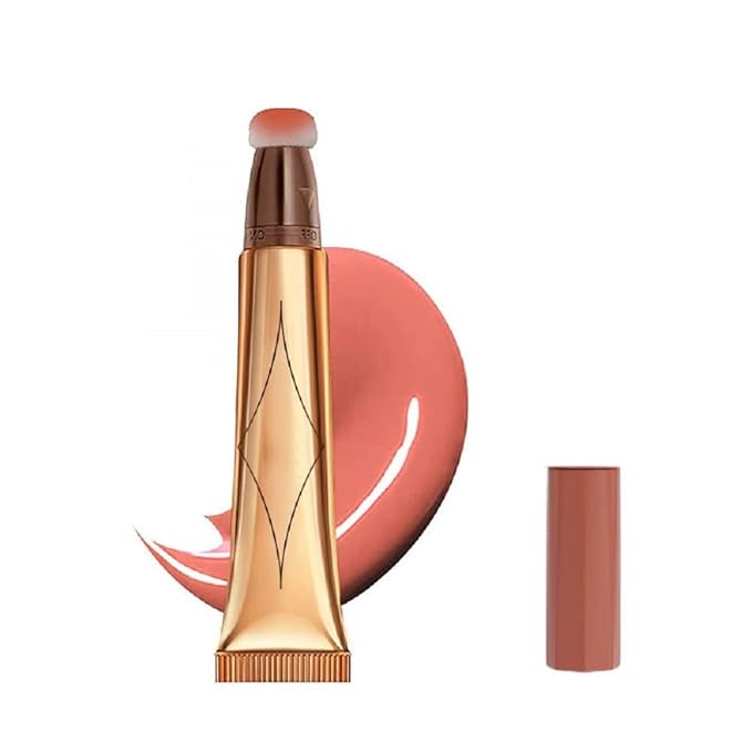 Liquid Blush Beauty Wand, Cream Blush Stick,Face Concealer Contouring Shaping,Long Lasting & Smooth Natural Matte Finish,with Cushion Applicator Attached Easy to Blend.(02# Peach Pink)-Velvo Beauty