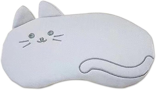 PERFECTSIGHT Kitty Sleep Eye Masks, Cute Plush Sleep Eye Cover Lightweight Adjustable Eyeshade Faux Fur Mask Cover for Women Men Sleep Travel Nap, Grey Cat-Velvo Beauty