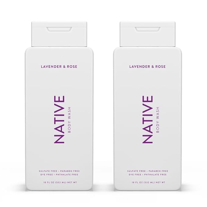 Native Body Wash Contains Naturally Derived Ingredients | For Women & Men, Sulfate, Paraben, & Dye Free Leaving Skin Soft and Hydrated | Lavender & Rose 18 oz - 2 Pk-Velvo Beauty