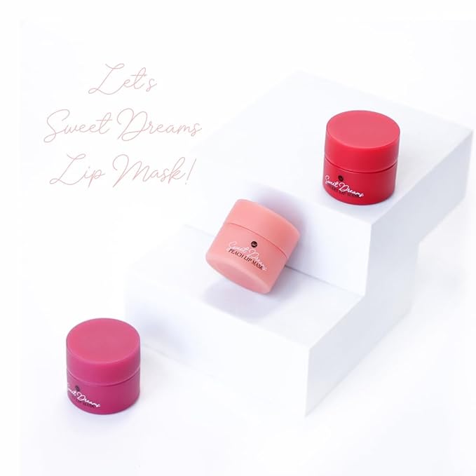 Sweet Dreams Mini Lip Mask 5g(3 Set)- Nourishing, Plumping and Hydrating Lip Balm | Vegan Lip Sleeping Mask | Korean beauty | Hyaluronic Acids + Vitamin C + Shea Butter + Antioxidants-CherryBerryPeach-Velvo Beauty