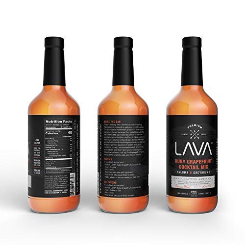 (3 Pack) LAVA Premium Skinny Paloma Mix Craft Cocktail Mixer, Ruby Red Grapefruit Juice, Key Lime Juice, Low Calorie, Ready to Use, No Artificial Sweeteners, Greyhound, Margarita-Velvo Beauty