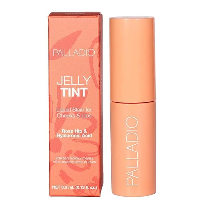 Palladio Jelly Tint, Liquid Stain for Cheeks & Lips, Vivid Color Lip Stain, Lightweight Non-Sticky and Transfer-proof, Natural Finish Makeup, Mango Tango-Velvo Beauty