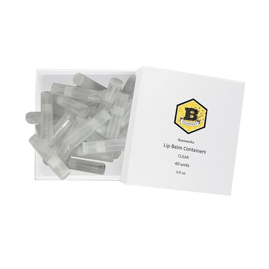 Lip Balm Containers, Round Tubes | Pack of 40 | Clear, 0.15oz Containers with Caps, Made in USA | For DIY Lip Stick, Homemade Lip Balms-Velvo Beauty
