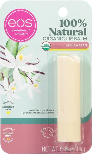 eos 100% Natural & Organic Lip Balm Stick- Vanilla Bean | Dermatologist Recommended for Sensitive Skin | All-Day Moisture Lip Care Products | 0.14 oz (Pack of 2)-Velvo Beauty