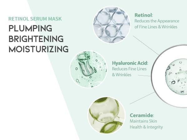 Rejuvenating Retinol Sheet Mask Korean Vegan Wrinkle Lifting, Plumping and Moisturizing Sheet Mask, Retinol, Ceramide, Hyaluronate 10EA-Velvo Beauty