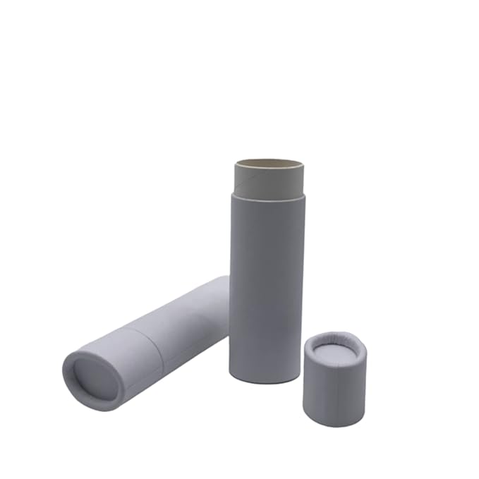 GreenWay 0.5oz / 15g Kraft Paperboard Lip Balm Tubes with Lids - 12 Pack Lip Gloss Tubes Refillable DIY Cosmetic Containers – Oval Shaped Lip Balm Containers Empty Holder Tubes - White-Velvo Beauty