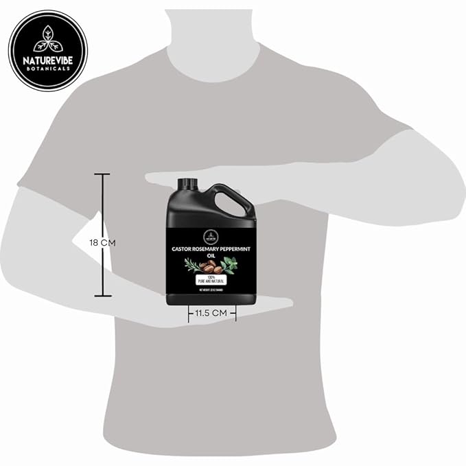 Naturevibe Botanicals Castor with Rosemary and Peppermint Oil 32 Ounces | 100% Pure and Natural | Great for Skin Care and Hair Care-Velvo Beauty