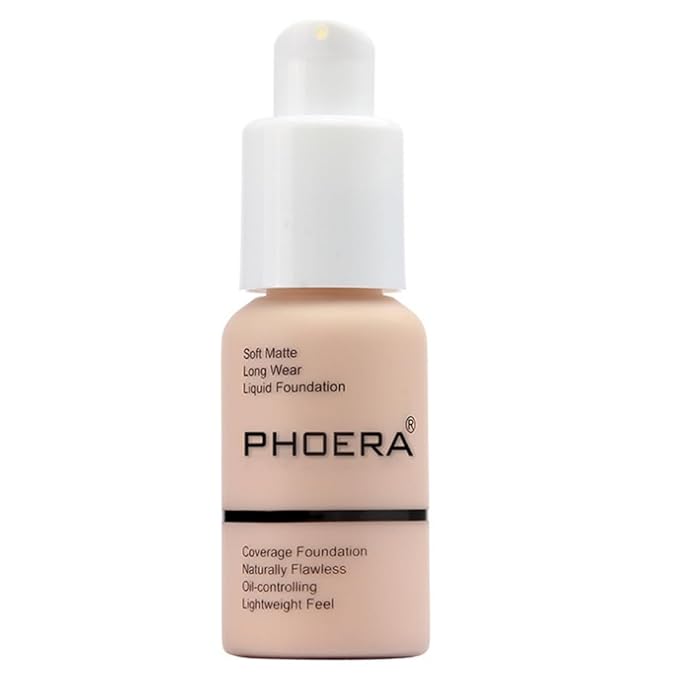 2Pcs Liquid Foundation Full Coverage 24HR Matte Oil Control Concealer 30ml (Nude & Buff Beige) with Kabuki Foundation Brush Flat Top (1pcs-109)-Velvo Beauty