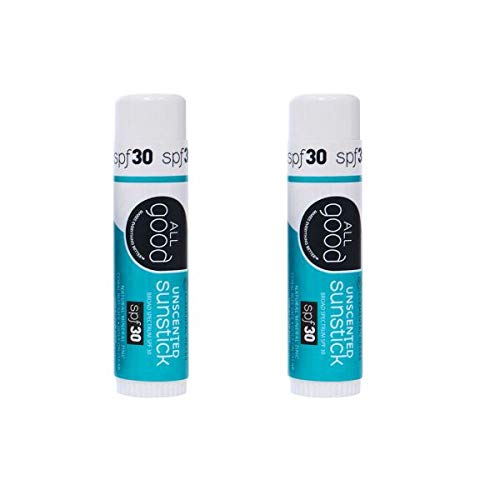 All Good Sunstick - Face Sunscreen, Water Resistant, UVA/UVB Broad Spectrum SPF 30+, Coral Reef Friendly - Beeswax, Zinc, Vitamin E, Shea Butter (Unscented)(2-Pack)-Velvo Beauty