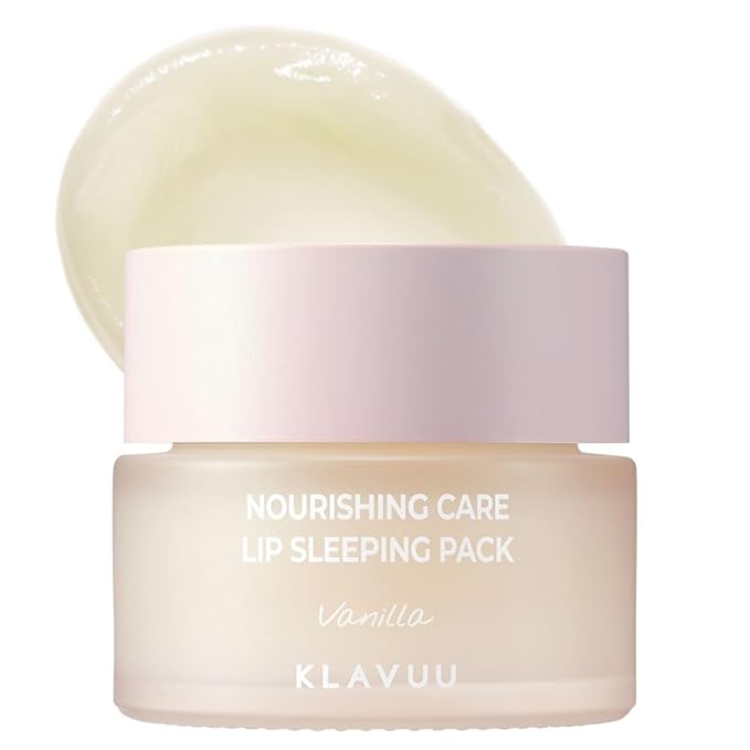 Klavuu Nourishing Care Lip Sleeping Pack - Lip Mask for Exfoliating & Nourishing Lip Treatment Balm for Dry Lips - Natural Moisturizing Lip Oil with - Lip Balm to Repair & Protect Lips 0.7oz (Vanila)-Velvo Beauty