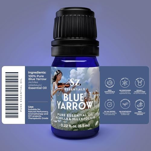 Blue Yarrow Essential Oil – 100% Pure – Calming & Grounding – Deep Blue Steam-Distilled Oil from Achillea millefolium – Aromatherapy, Self-Care & Natural Perfumery – 0.22 fl oz (6.5 mL)-Velvo Beauty