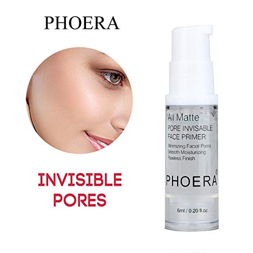 PHOERA Setting Powder and PHOERA Face Primer Makeup, Control Oil Brighten Skin Color Cover Blemish Whitening Face Setting Loose Powder（2 Pcs） (01 Translucent +makeup primer)-Velvo Beauty