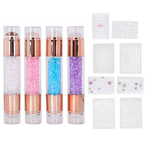 4Sets Manicure Art Stampers Silicone Stamp Pens Nail Stamping Plates Double Ended W/Nail Seal Plate Manicure Stamp Pen for home nail salon use-Velvo Beauty