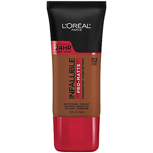 L'Oreal Paris Cosmetics Makeup Infallible Pro-Matte Liquid Longwear Foundation, Cocoa, 1 fl oz-Velvo Beauty