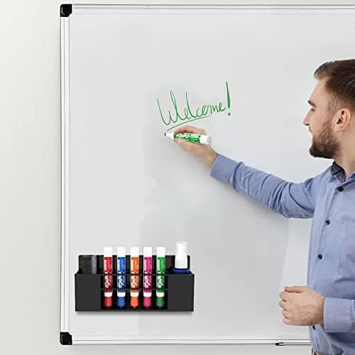 HBlife 2 Pcs Acrylic Magnetic Dry Erase Marker Holder for Whiteboard, Wall Mount 10 Slots Magnet Pen Pencil Holder for Fridge Refrigerator, Locker Organizer Accessories for Classroom Office, Black-Velvo Beauty