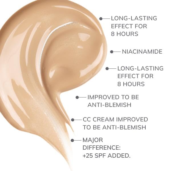 FARMASi CC Color Control Cream, Natural and Flawless Finish, Enriched Formula with Multimineral & Spf 25+, All-Day Hold, All Skin Types, 1 fl. oz, 02 Light ot Medium-Velvo Beauty