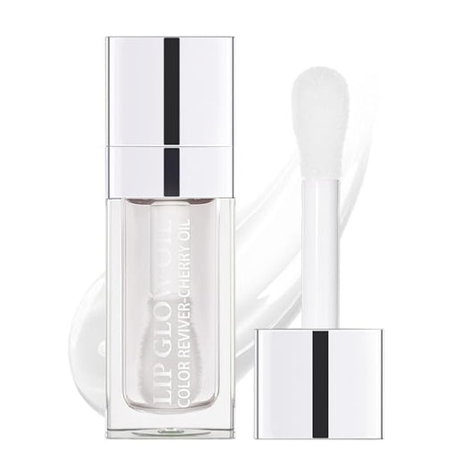 Plumping Lip Oil, Moisturizing Lip Glow Oil, Long Lasting Nourishing Lip Gloss Lip Balm, Non-sticky Transparent Toot Lip Oil Tinted for Lip Care and Dry Lip - Transparent-Velvo Beauty