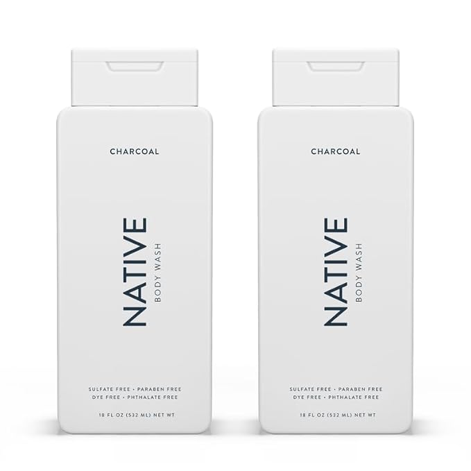 Native Body Wash Contains Naturally Derived Ingredients | For Women & Men, Sulfate, Dye, & Paraben Free Leaving Skin Soft and Hydrated | Charcoal 18 oz - 2 Pk-Velvo Beauty