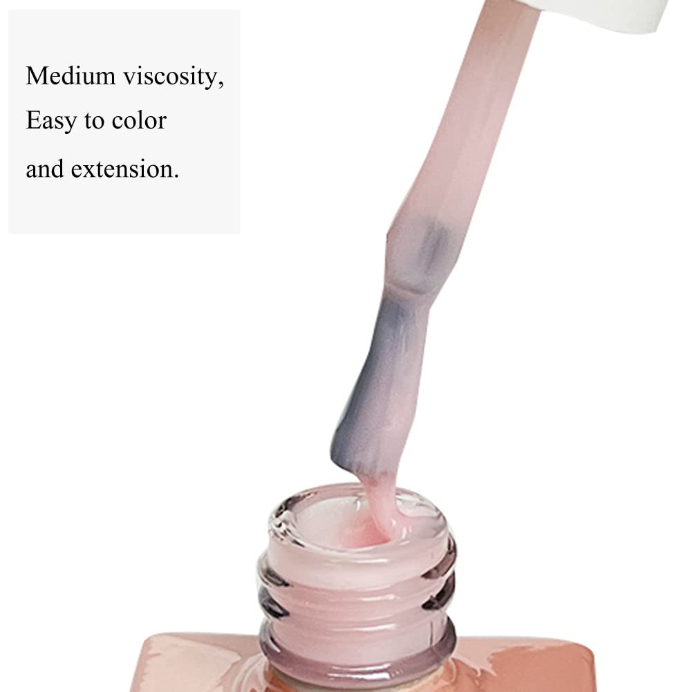 FZANEST Milky Pink Gel Nail Polish, Builder Rubber Base Gel for Nails Strengthener Extension Building Aprex Natural Nails Brush On Builder In a Bottle UV LED-Velvo Beauty