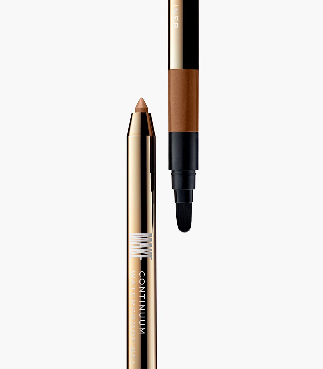 MAKE Beauty Continuum Waterproof Gel Eyeliner Pencil. Creamy, Pigmented Multi-Use, including Waterline with Built-in Sharpener and Blending Brush. Smudge-Proof Makeup. Shade - Otherworld, Bronze-Velvo Beauty