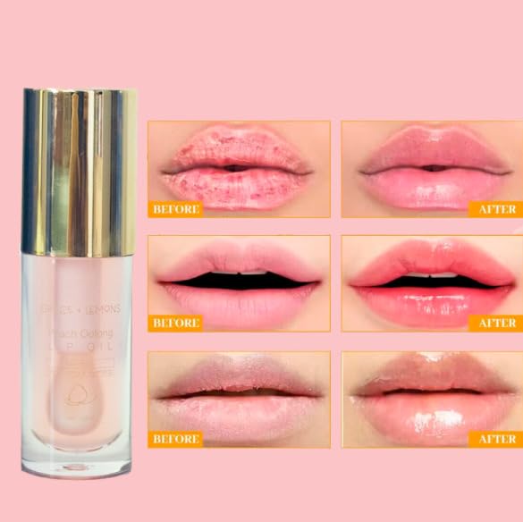 Peach Oolong Lip Oil - Jojoba Oil, Vitamin E & Uuron-cha ekisu, Non-sticky, Moisturizing & Hydrating, Lightweight, Clear-Velvo Beauty