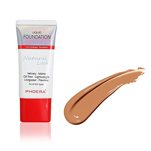 AQUAPURITY PHOERA Full Coverage Foundation New Formula Waterproof Long Lasting Oil Free Velvet Matte Liquid Foundation for Oily Skin Flawless Makeup Base Cream Concealer (108 Tan)-Velvo Beauty