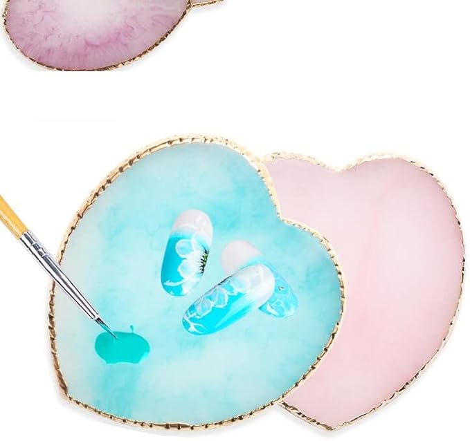 2 Pcs Herat Phnom Penh Resin Nail Art Palette,Nail Art Gel Nail Polish Palette Nail Art Painting Palettes with Stirring Rod Nail Piece Display Tool Cosmetic Makeup Mixed Color Palette Tray-Velvo Beauty