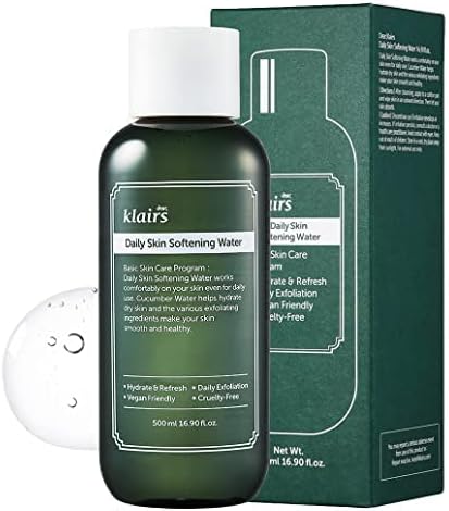 [DearKlairs] Daily Skin Softening Water, Toner, Jumbo 16.90 Fl Oz, Skin Refining Cucumber Essence, Daily mild exfoliator-Velvo Beauty