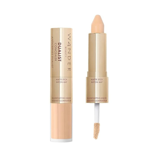 Wander Beauty Dualist Matte and Illuminating Concealer Makeup - Fair - Dual-Ended Matte Concealer Stick + Liquid Concealer - Full Coverage Concealer Brightens, Firms, & Hydrates Under Eyes -0.28 fl oz-Velvo Beauty