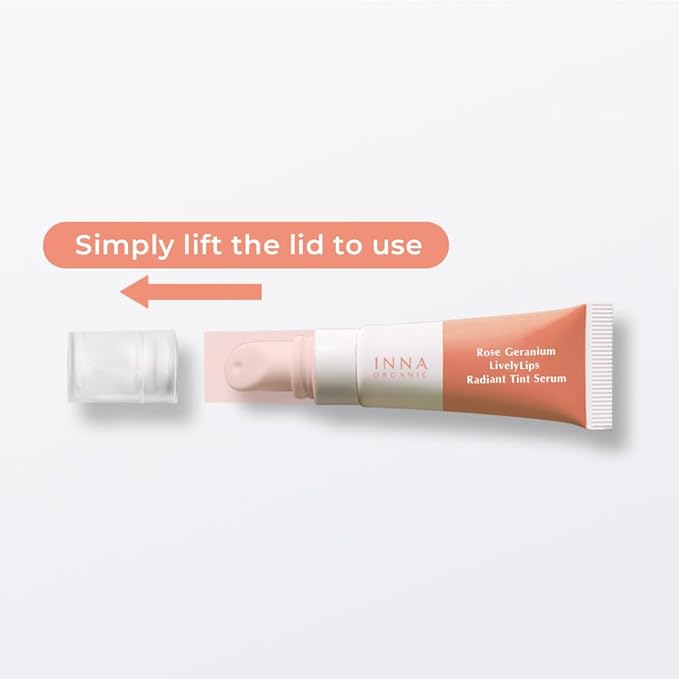 INNA ORGANIC Tinted Lip Serum, Moisturizing, Healing, Light Rosy color, 100% vegan, EWG & COSMOS Certified| Rose Geranium Essential Oils Infused Skincare | Luxury Clean Beauty-Velvo Beauty