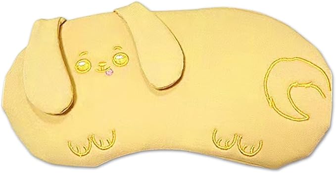 PERFECTSIGHT Eye Mask, Cute Plush Lightweight Adjustable Eyeshade, Faux Fur Cover for Women Men Sleep Travel Nap, Yellow Puppy-Velvo Beauty